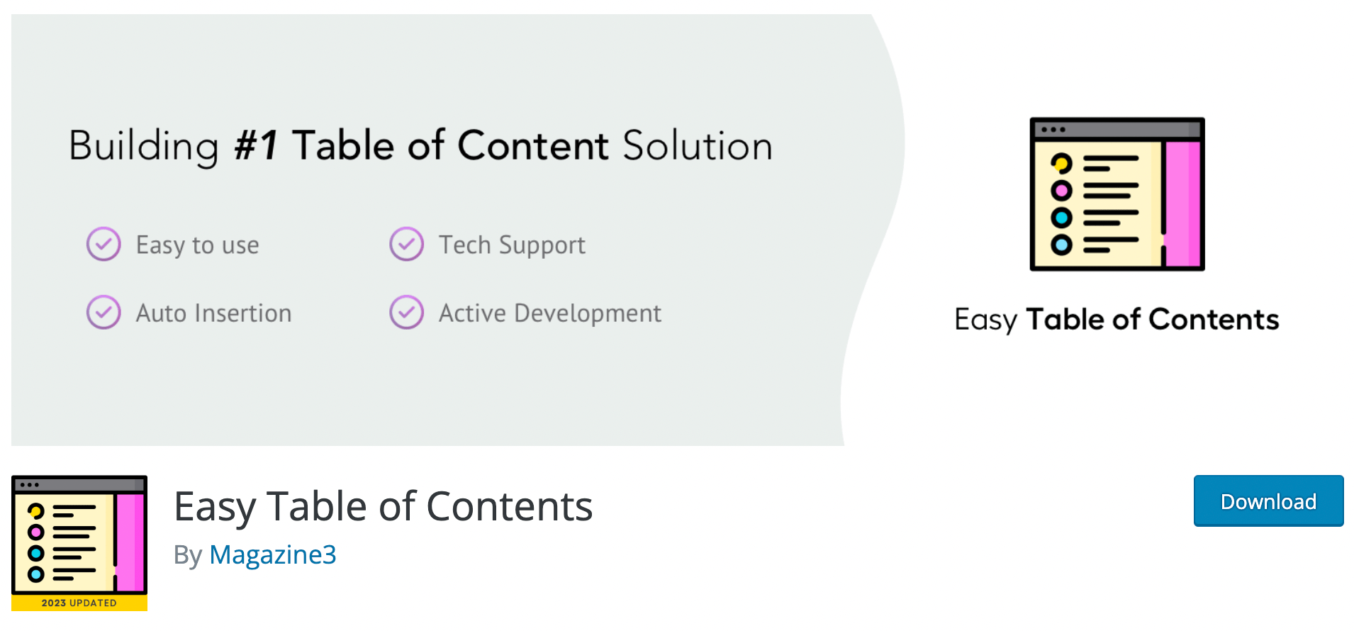 Easy Table of Contents Banner