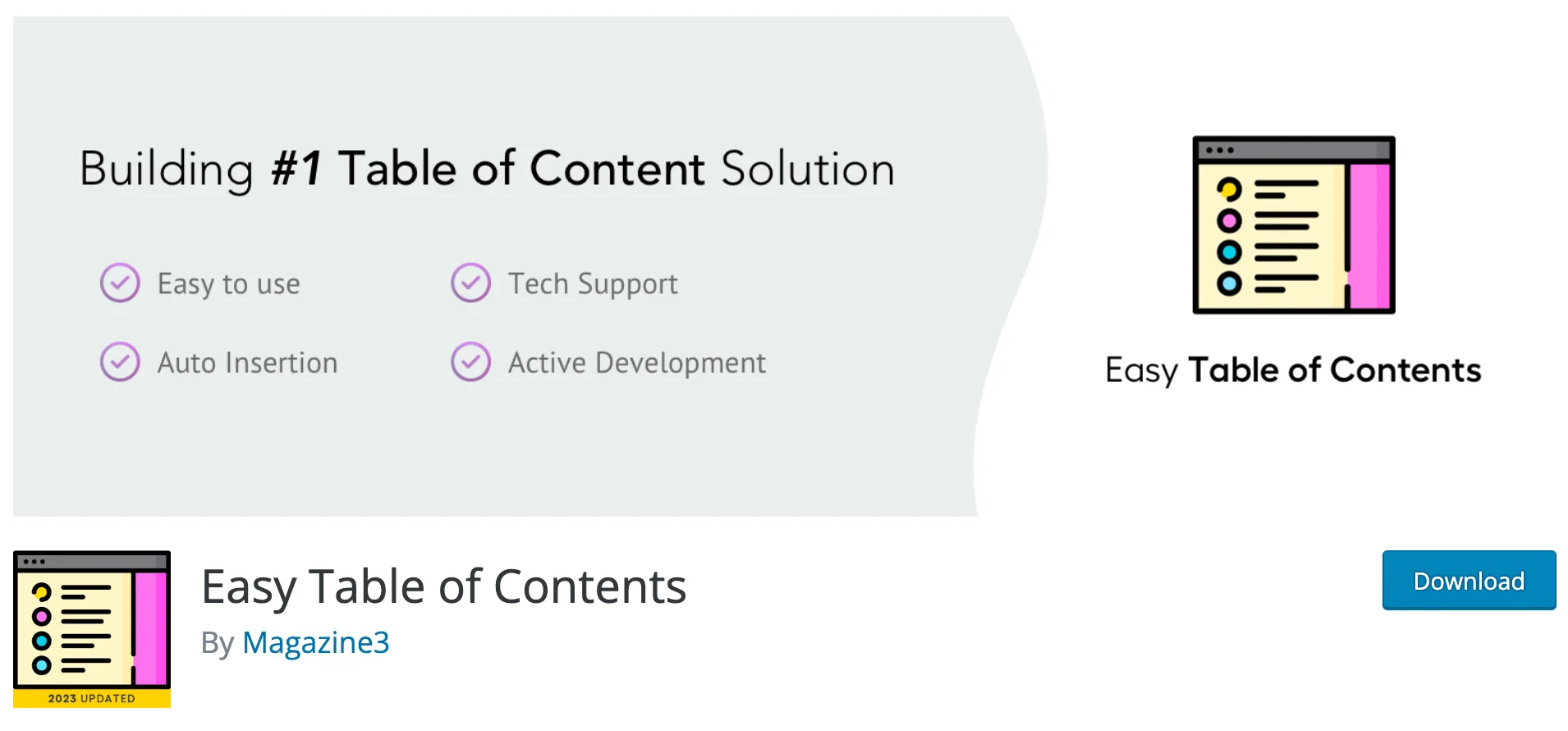 Easy Table of Contents Banner