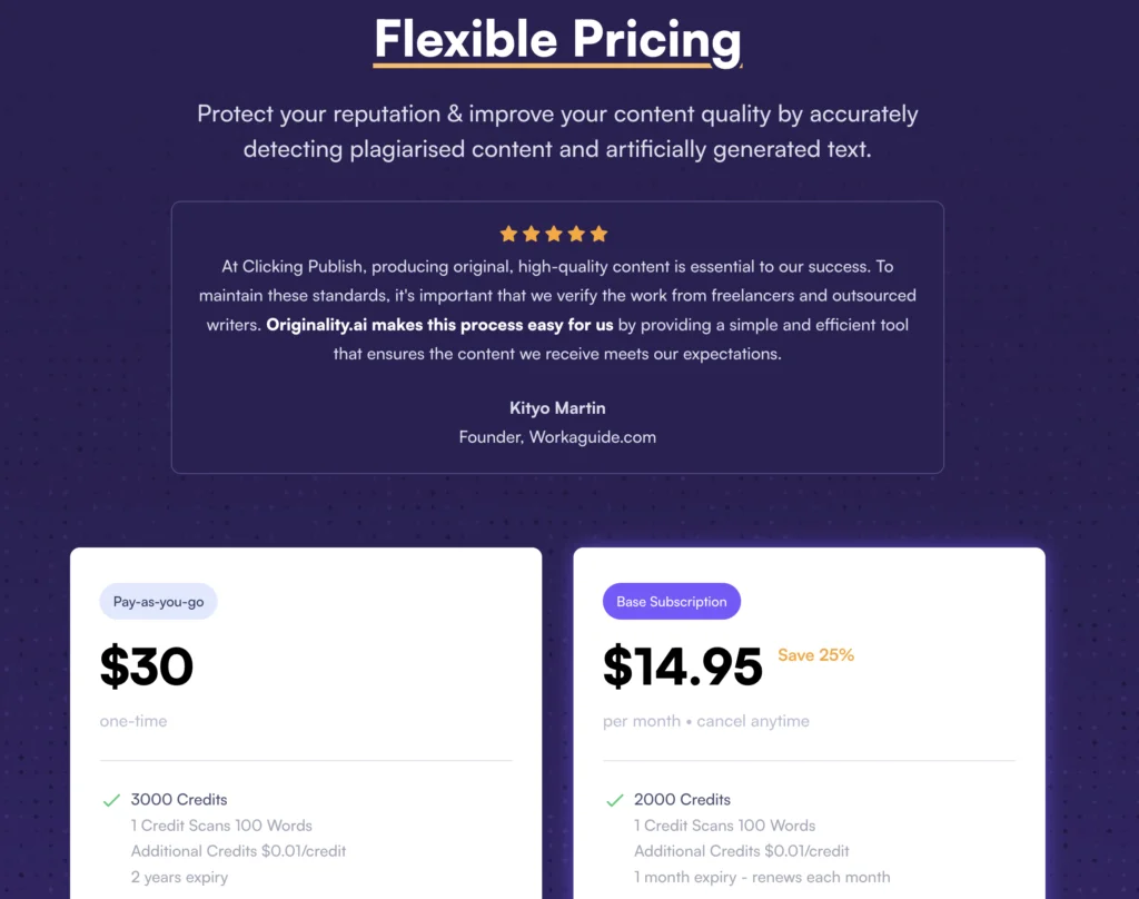 Originality.ai pricing